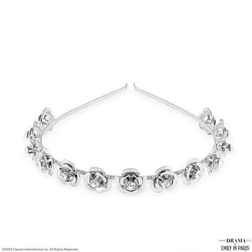 HDC X Emily In Paris Silver Roses Hair Band With Crystals