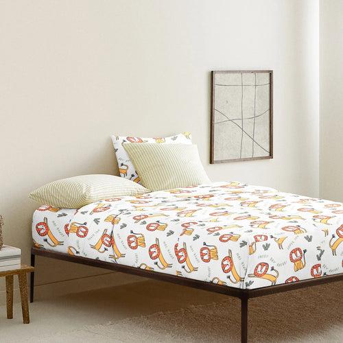 'Lion Print' Organic Junior Fitted Sheet