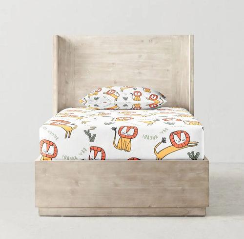 'Lion Print' Organic Junior Fitted Sheet