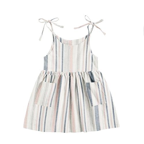 'Pink and Grey Stripes' Organic Sleeveless Nightdress