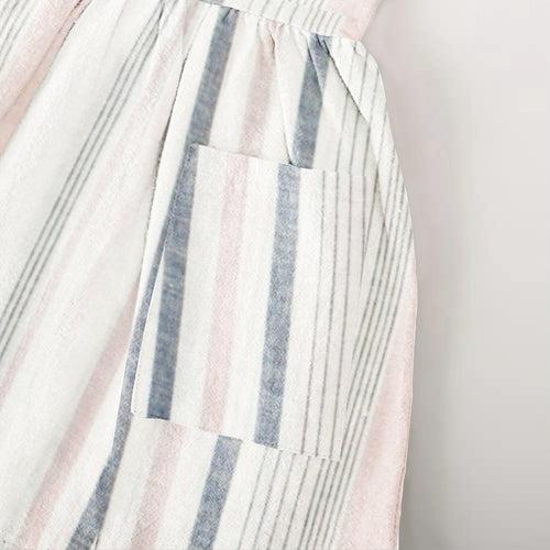 'Pink and Grey Stripes' Organic Sleeveless Nightdress