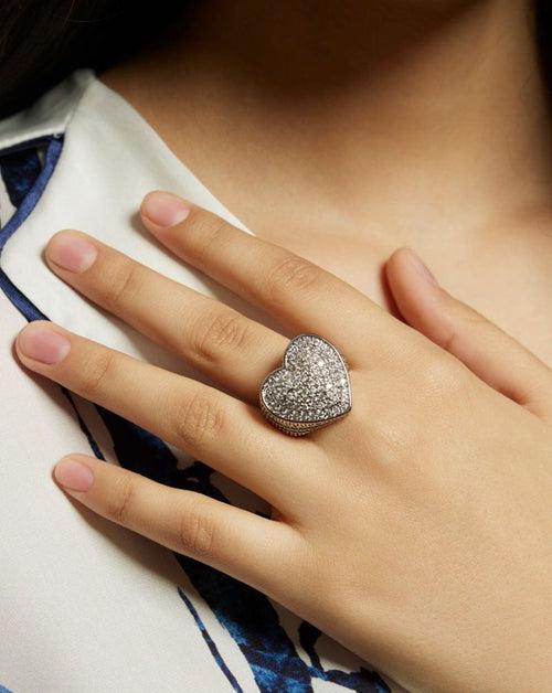 Iced Chunky Heart Ring