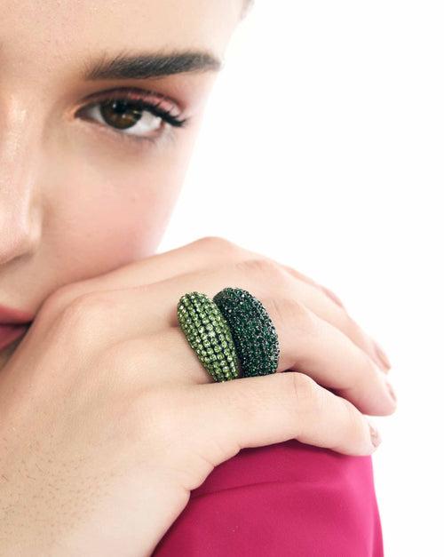 Nova Rings In Forest Green (Set Of 2)