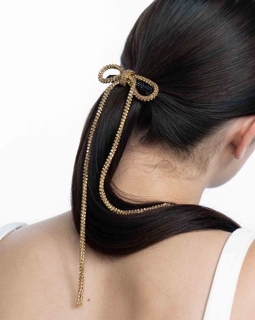 Liana Bow Barette Clip In Champagne Gold