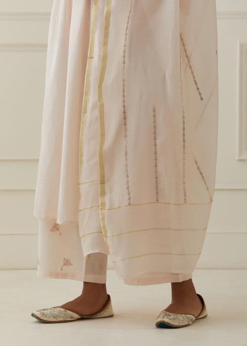 POWDER PINK  CHANDERI  DUPATTA WITH PITTAN LINES