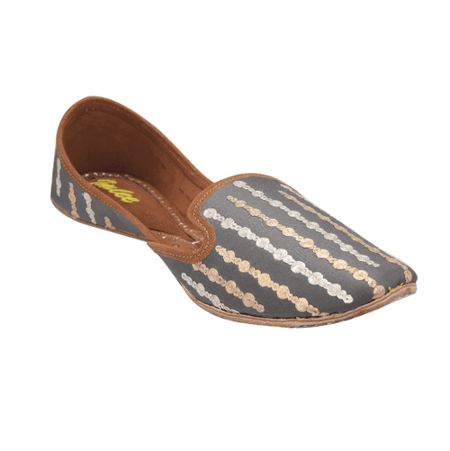 DUSK DROPLETS - GREY SILK WITHPITTAN  DOT LINE MOCASSIN JUTTI