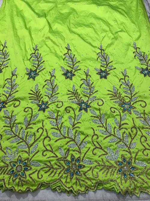Lemon Green Applique Designer material fabric - AP042