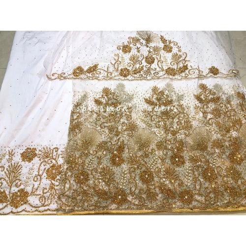 Gorgeous Nigerian Green New Wedding Net George Wrapper Set - NLDG199