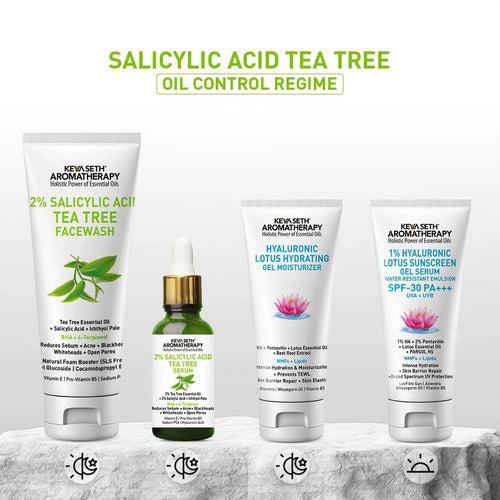 Complete Acne Solution Kit: 2% Salicylic Acid Tea Tree Oil Facewash & Serum with BHA, Terpineol, Ichthyol Pale, Hyaluronic Acid, and Vitamin E for Acne, Pores, and Blemish Control