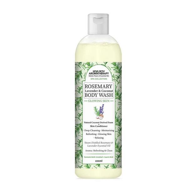 Rosemary Lavender Coconut Body Wash, Glowing Skin Moisturizing & Refreshing, Natural Coconut Derived Foaming + Conditioner, Essential Oil