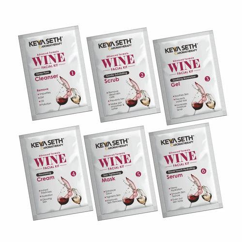 Wine Facial Kit 6 Steps Enriched with Red Grape Seed Extract for Instant Glowing, Blemish-free Even Complexion Increase Elasticity & Blood Circulation