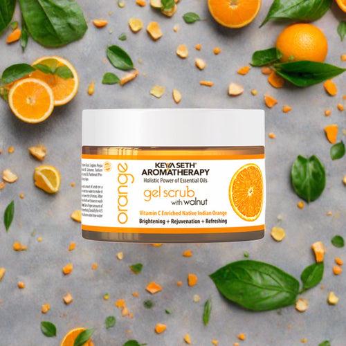 Orange Gel Scrub, Vitamin C Enriched, Walnut Shell, Natural Exfoliation, Removes Dead Cells, Brightening, Rejuvenating, Refreshing, Soothing & Detox