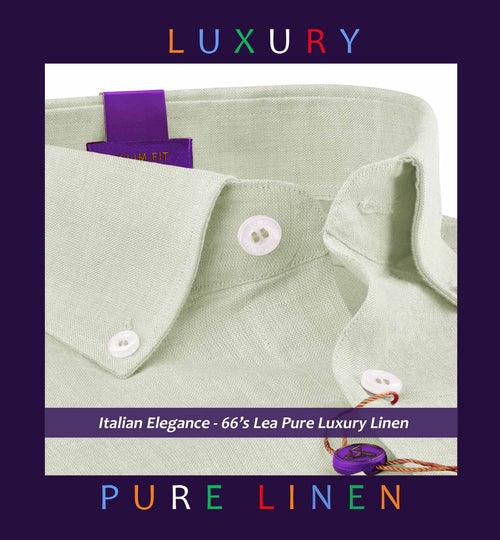 Dunbar- Pearl Beige Solid Linen- Button Down- 66's Lea Pure Luxury Linen-Delivery from 19th June