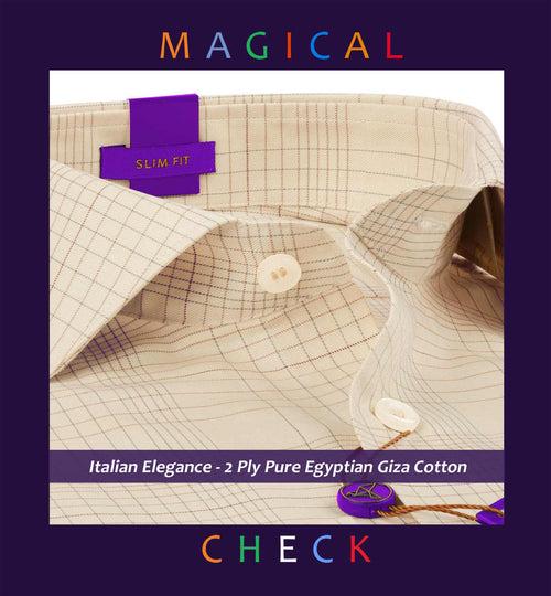 Wellington- Beige & Burgundy Magical Check- 2 Ply Pure Egyptian Giza Cotton-Delivery from 10th June