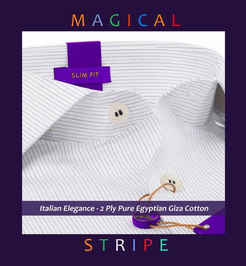 Frida- Navy & White Magical Pin Stripe- 2 Ply Pure Egyptian Giza Cotton
