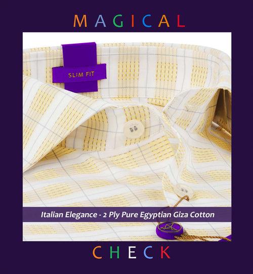 Cortland- Daffodil Yellow & White Check- 2 Ply Pure Egyptian Giza Cotton-Delivery from 10th June