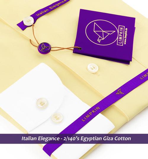 Harlem- The Best Daffodil Yellow- White Collar- 2/140 Egyptian Giza Cotton- Delivery from 10th June