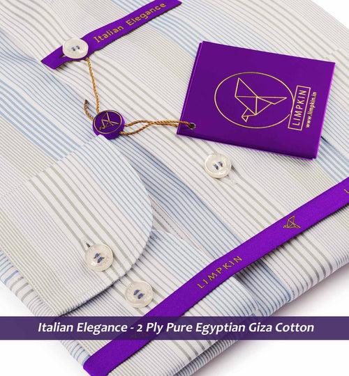 Edmonton- Cerulean Blue & Beige Stripe- 2 Ply Egyptian Giza Cotton-Delivery from 17th June