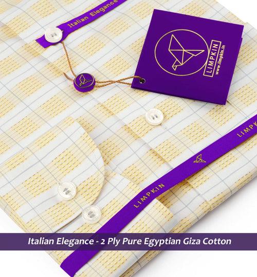 Cortland- Daffodil Yellow & White Check- 2 Ply Pure Egyptian Giza Cotton-Delivery from 10th June