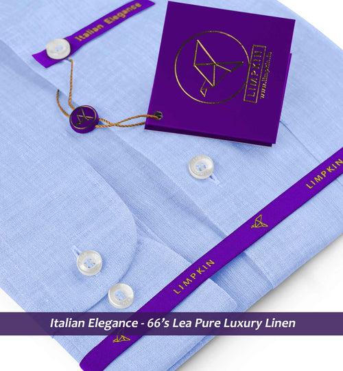 Segovia- Azure Blue Solid Linen- 66's Lea Pure Luxury Linen- Delivery from 19th June