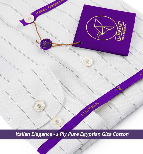 Almeria- White & Anchor Grey Stripe- 2 Ply Pure Egyptian Giza Cotton- Delivery from 10th June