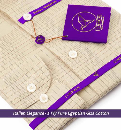 Wellington- Beige & Burgundy Magical Check- 2 Ply Pure Egyptian Giza Cotton-Delivery from 10th June