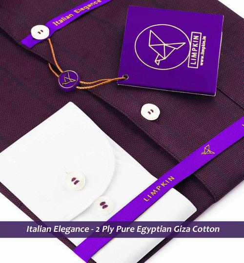 Albania- Plum Purple Stripe- White Collar- 2 Ply Egyptian Giza Cotton-Delivery from 17th June