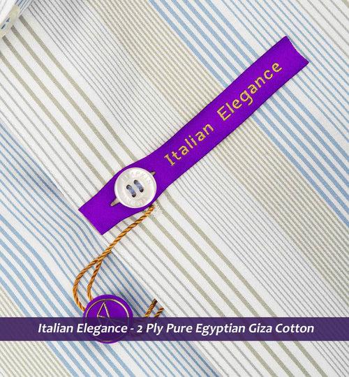 Edmonton- Cerulean Blue & Beige Stripe- 2 Ply Egyptian Giza Cotton-Delivery from 17th June