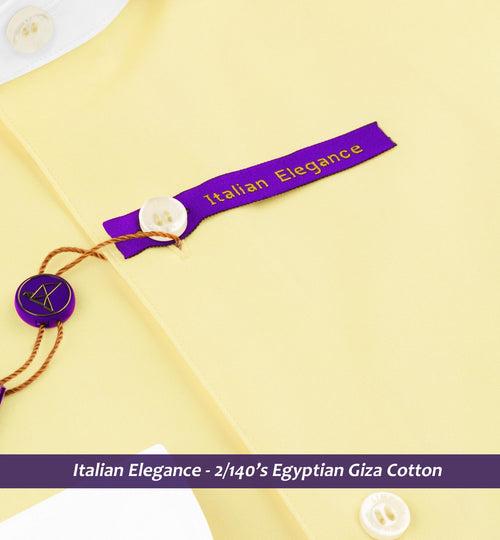 Harlem- The Best Daffodil Yellow- White Collar- 2/140 Egyptian Giza Cotton- Delivery from 10th June