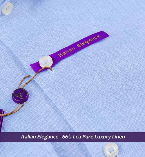 Segovia- Azure Blue Solid Linen- 66's Lea Pure Luxury Linen- Delivery from 19th June