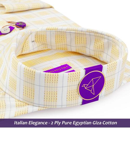 Cortland- Daffodil Yellow & White Check- 2 Ply Pure Egyptian Giza Cotton-Delivery from 10th June