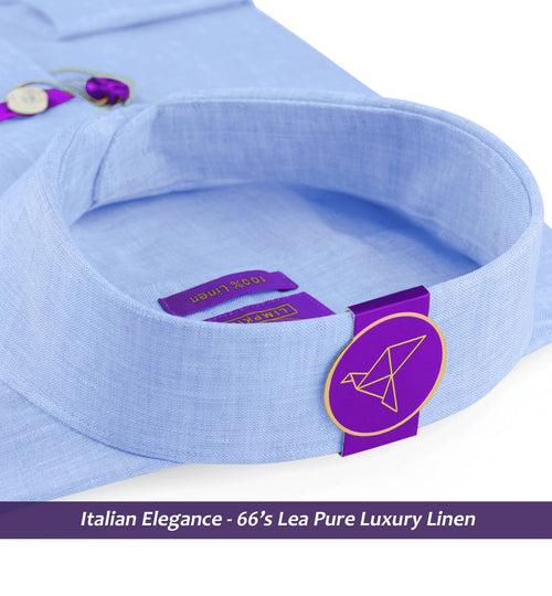 Segovia- Azure Blue Solid Linen- 66's Lea Pure Luxury Linen- Delivery from 19th June