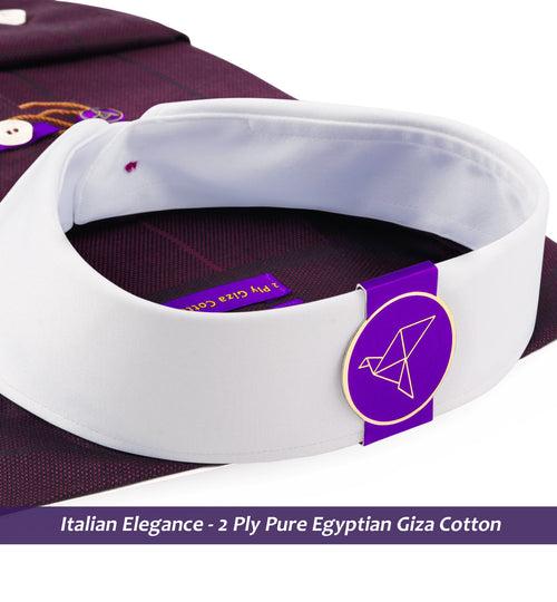 Albania- Plum Purple Stripe- White Collar- 2 Ply Egyptian Giza Cotton-Delivery from 17th June