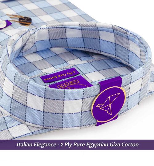 Salisbury- Sky Blue & Beige Check- 2 Ply Egyptian Giza Cotton-Delivery from 15th June