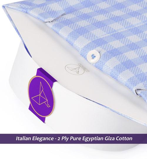 Montana- Oxford Blue & White Check- White Collar- 2 Ply Pure Egyptian Giza Cotton-Delivery from 10th June