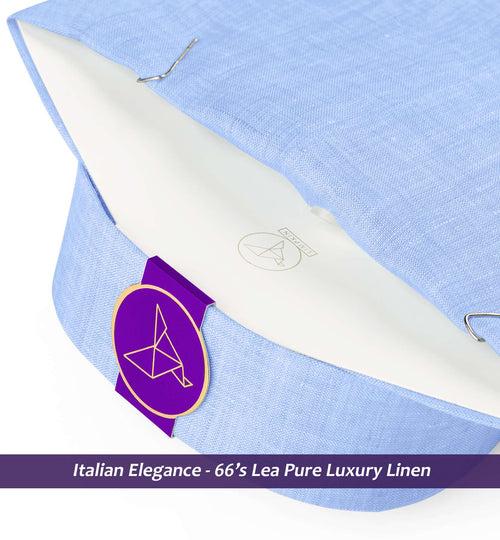 Segovia- Azure Blue Solid Linen- 66's Lea Pure Luxury Linen- Delivery from 19th June