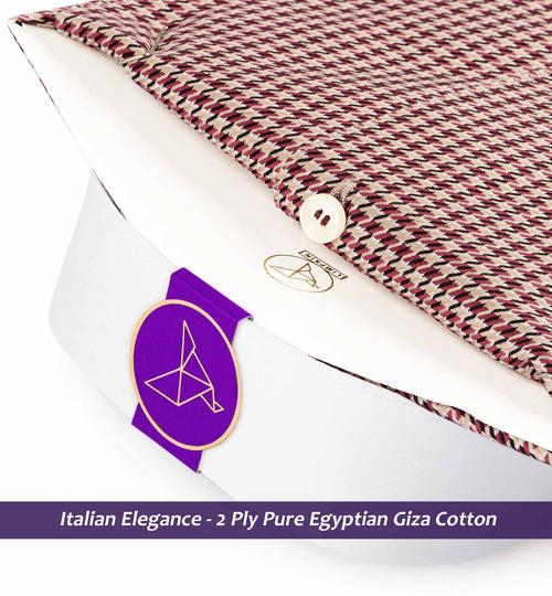Republica- Burgundy & Beige Structure- White Collar- 2 Ply Egyptian Giza Cotton-Delivery from 10th June