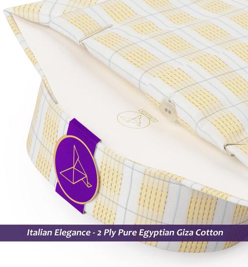 Cortland- Daffodil Yellow & White Check- 2 Ply Pure Egyptian Giza Cotton-Delivery from 10th June