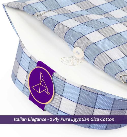 Salisbury- Sky Blue & Beige Check- 2 Ply Egyptian Giza Cotton-Delivery from 15th June