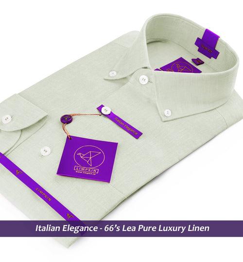 Dunbar- Pearl Beige Solid Linen- Button Down- 66's Lea Pure Luxury Linen-Delivery from 19th June