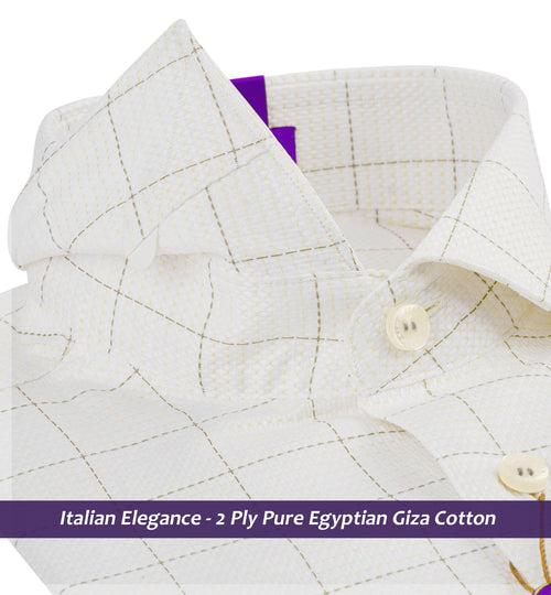 Condamine- Ivory Cream & Grey Check- 2 Ply Egyptian Giza Cotton-Delivery from 19th June