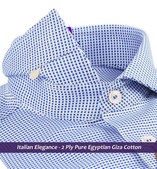 Frankfurt- Royal Blue & White Structure- 2 Ply Egyptian Giza Cotton-Delivery from 17th June