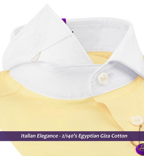 Harlem- The Best Daffodil Yellow- White Collar- 2/140 Egyptian Giza Cotton- Delivery from 10th June