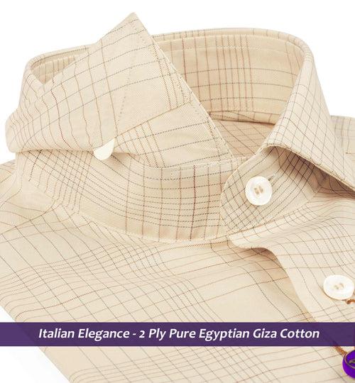 Wellington- Beige & Burgundy Magical Check- 2 Ply Pure Egyptian Giza Cotton-Delivery from 10th June