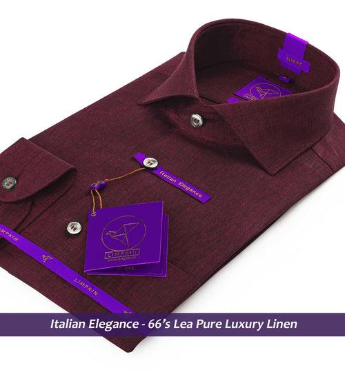 Huntington- Burgundy Solid Linen- 66's Lea Pure Luxury Linen-Delivery from 10th June