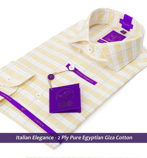 Cortland- Daffodil Yellow & White Check- 2 Ply Pure Egyptian Giza Cotton-Delivery from 10th June