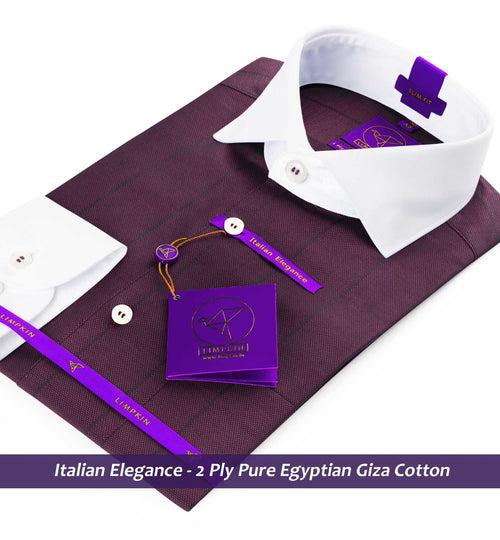 Albania- Plum Purple Stripe- White Collar- 2 Ply Egyptian Giza Cotton-Delivery from 17th June