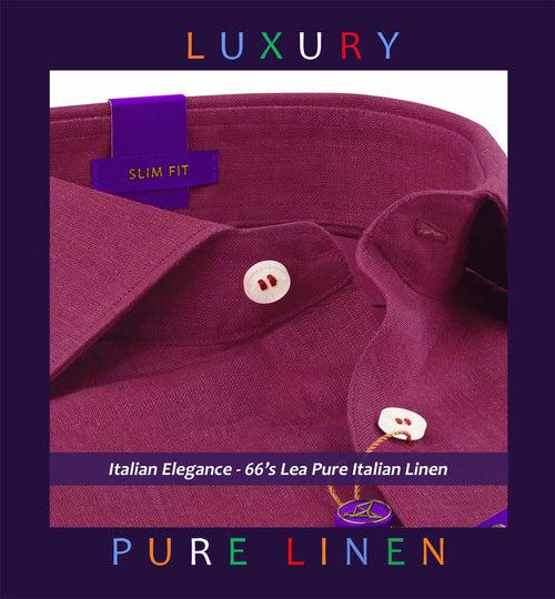 Rochelle- Magenta Solid Linen- 66's Lea Pure Italian Linen