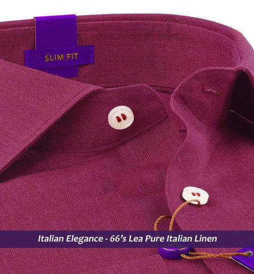 Rochelle- Magenta Solid Linen- 66's Lea Pure Italian Linen