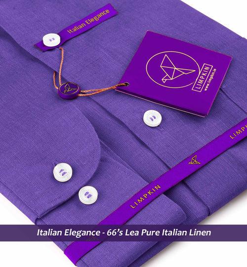 Sardinia- Amethyst Solid Linen- Button Down- 66's Lea Pure Italian Linen-Delivery from 19th June